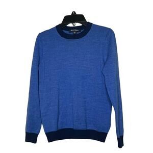 Brooks Brothers Boys Blue Wool Blend Crew Neck Holiday Warm Cozy Sweater 10/12